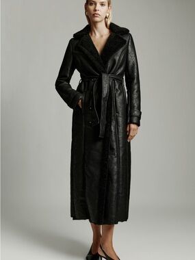 Bardot Vegan Leather Shirling Coat In Black